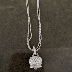 Italian, CHANTELCER Pave Diamond G Bell Pendant